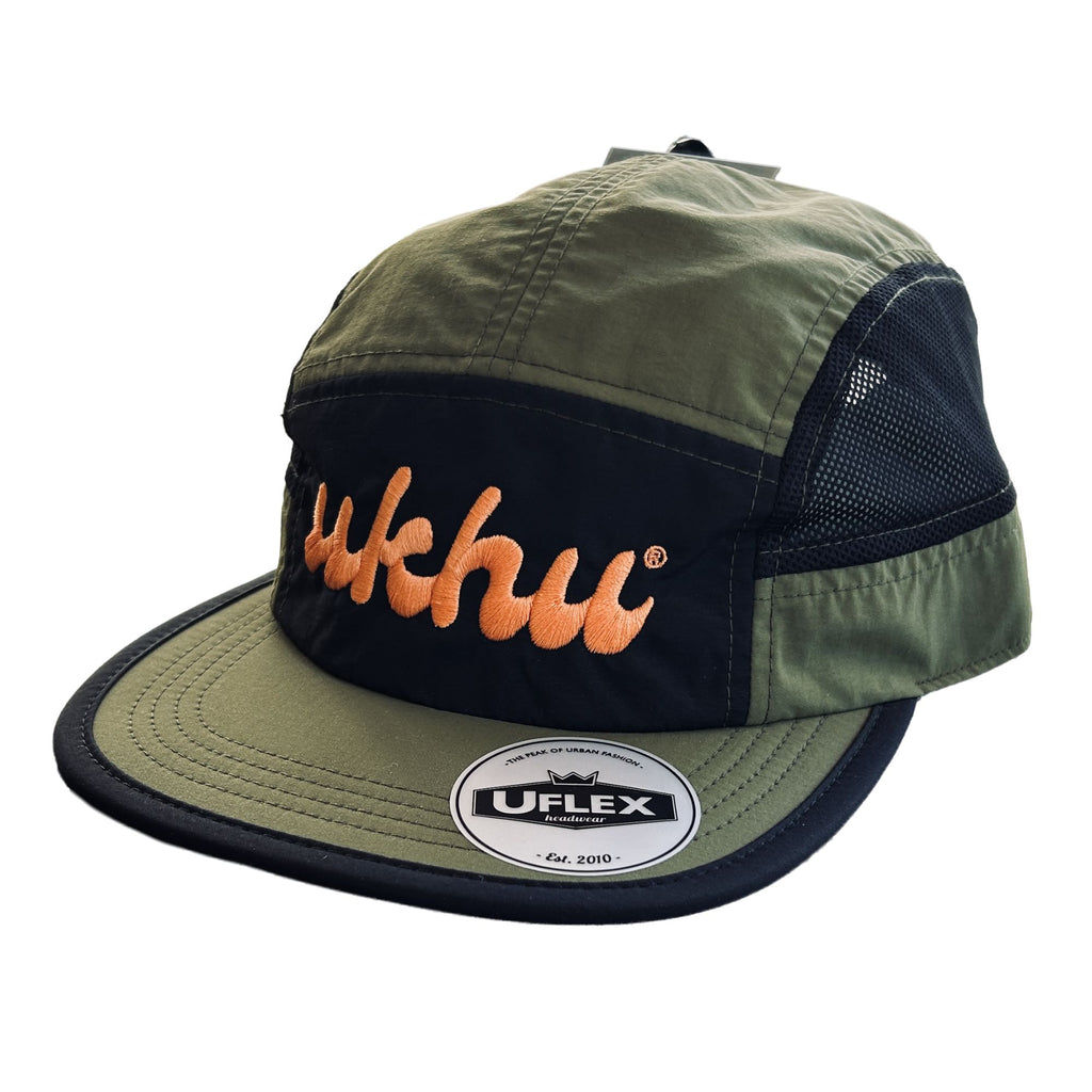 Ukhu Olive, Black and Orange branded active cap.