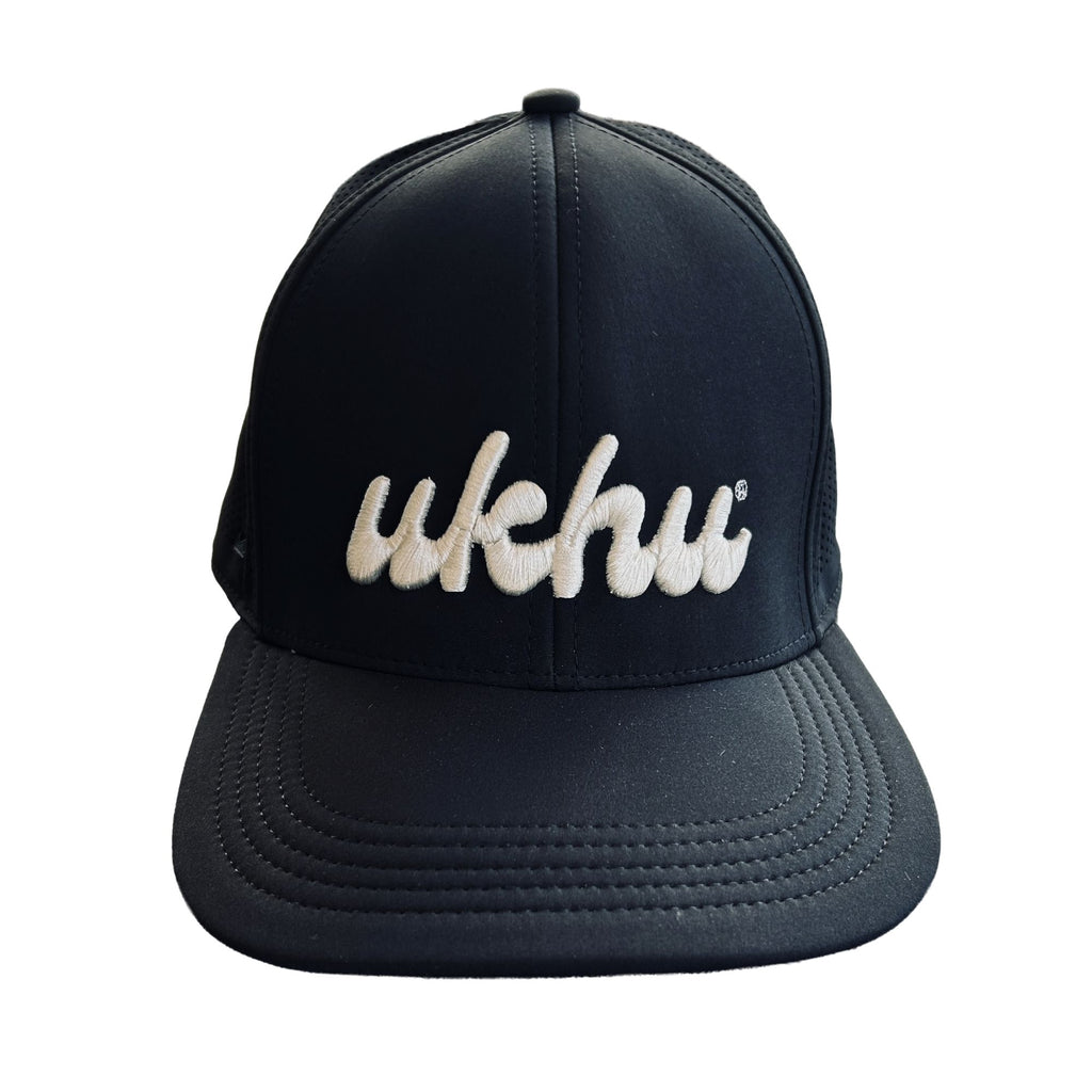 Ukhu Black Sports Cap with off-white embroidered logo.